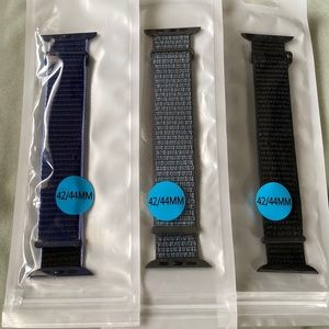 🔥5/$25 Apple Watch bands-brand new-3 pack black gray navy